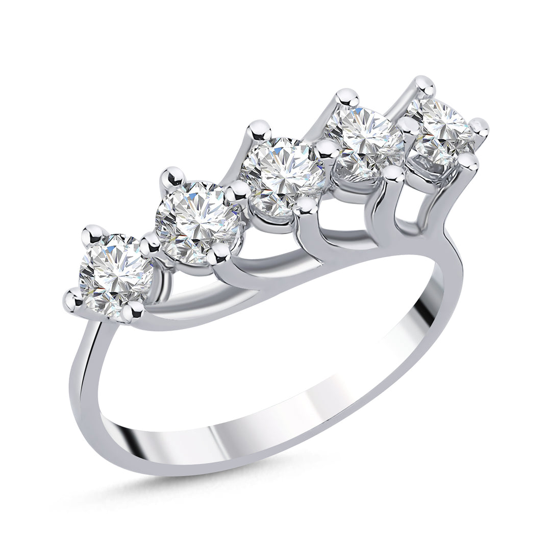 Novus Diamond 1.01 ct Stolo Five-stone Lab-grown Diamond Ring #color_white-gold