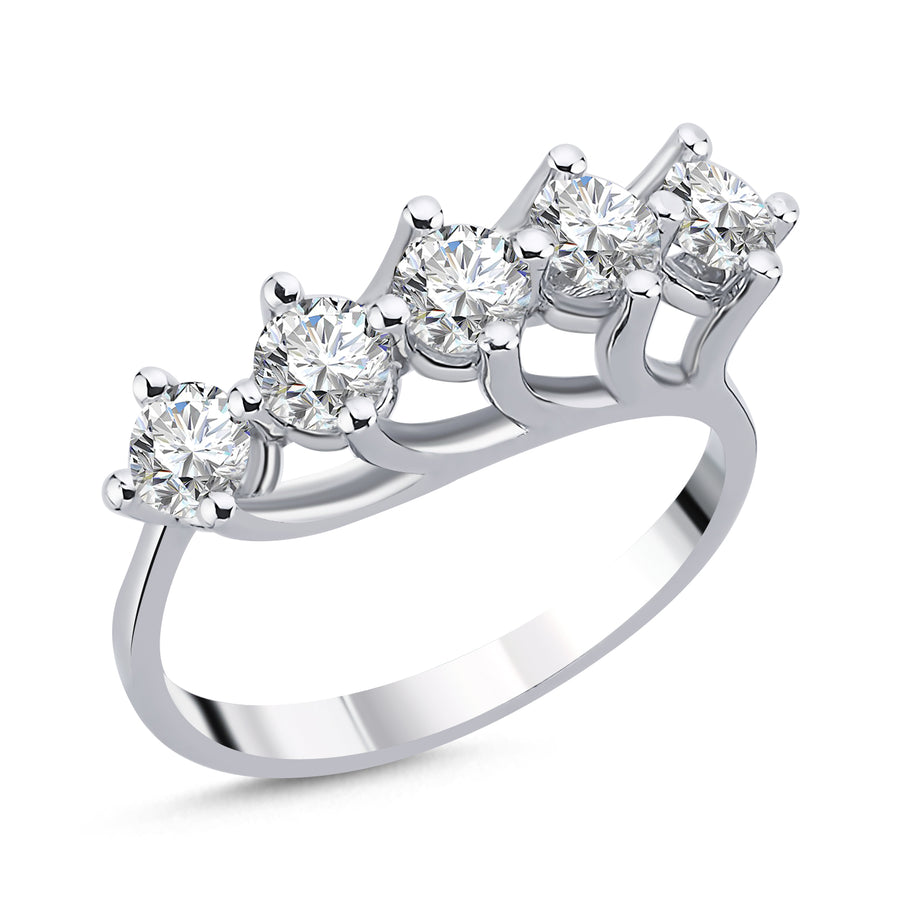 Novus Diamond 1.01 ct Stolo Five-stone Lab-grown Diamond Ring #color_white-gold