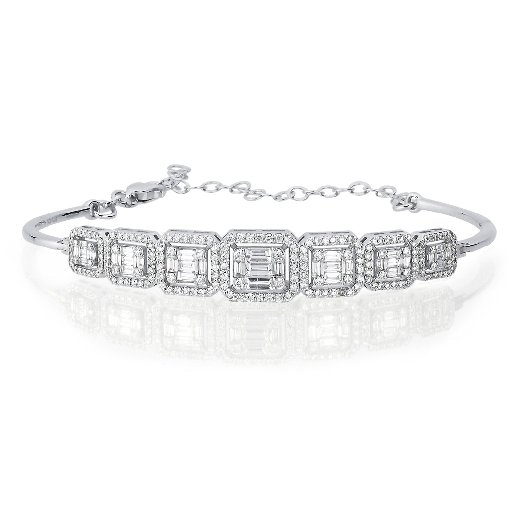 Novus Diamond 1.59 ct Baguette Cuff Lab-grown Diamond Bracelet #color_white-gold