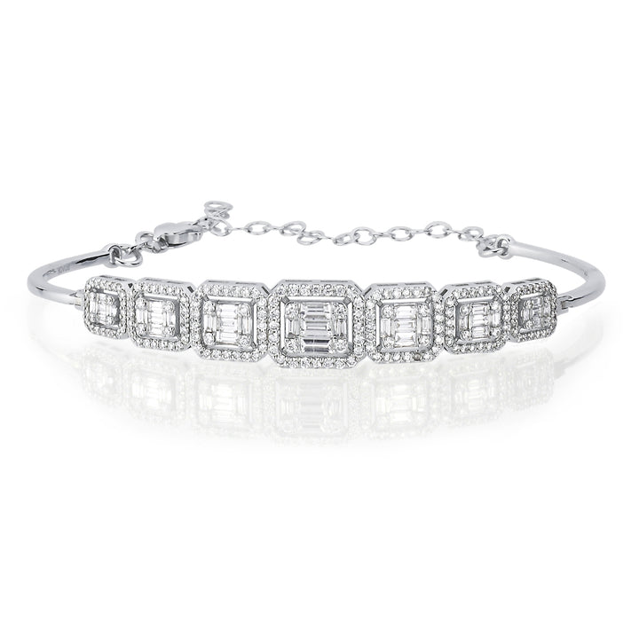 Novus Diamond 1.59 ct Baguette Cuff Lab-grown Diamond Bracelet #color_white-gold