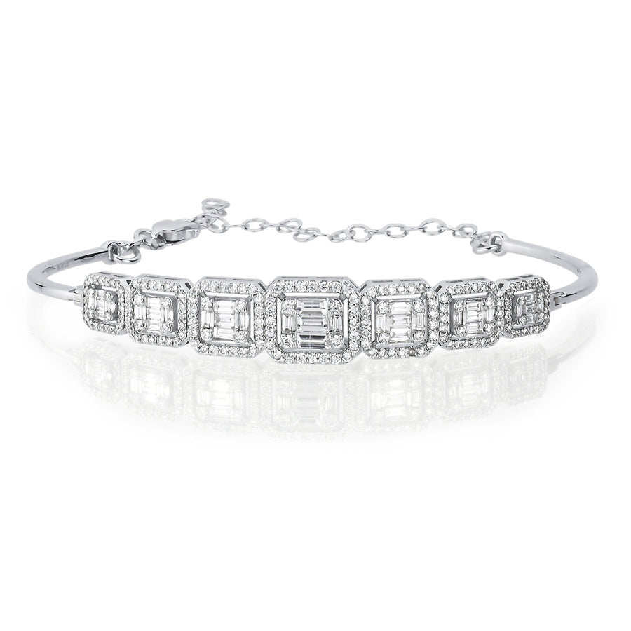 Novus Diamond 1.59 ct Baguette Cuff Lab-grown Diamond Bracelet #color_white-gold